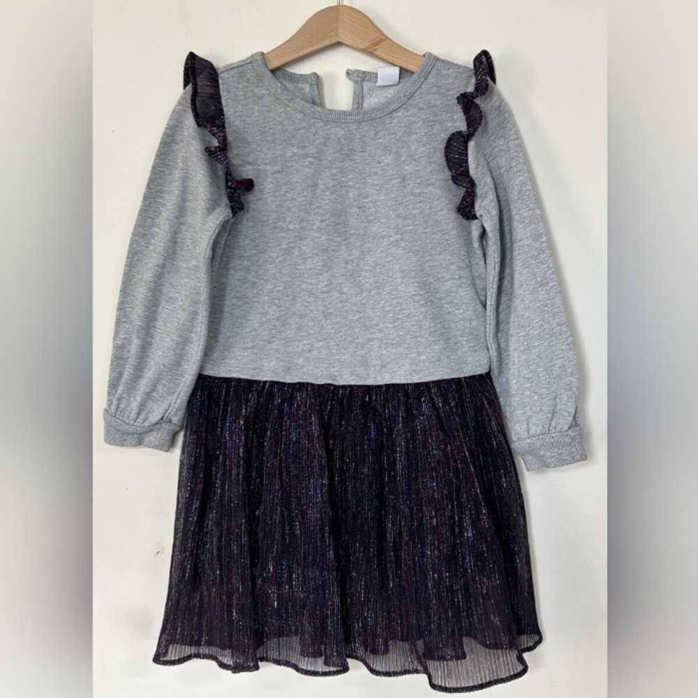 4T Girl Baby Gap Dress Gray Purple Metallic Tutu Sweater Dress Toddler Girl